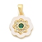 Brass Micro Pave Cubic Zirconia Pendents, with Shell and Glass Charms, Real 18K Gold Plated, 15x13x2.5mm, Hole: 4.5x2mm