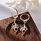 Brass Micro Pave Clear Cubic Zirconia Leverback Earrings, Rack Plating, Long-Lasting Plated, Lead Free & Cadmium Free, Flower, Golden, 34.5x10mm