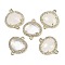 Natural Quartz Crystal Faceted Oval Links, Rack Plating Brass Micro Pave Clear Cubic Zirconia Rock Crystal Connector Charms, Golden, 20.5x17.5x4.5mm, Hole: 1.6mm