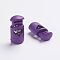 Plastic Spring Cord Locks, 1-Hole, Purple, 27~28x14x9mm, Hole: 3x7.5mm