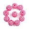 10Pcs Opaque Acrylic Beads, with Rhinestone, Round, Deep Pink, 20x18.5mm, Hole: 2.8mm