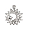 Brass Micro Pave Clear Cubic Zirconia Pendants, Sun with Moon & Star Charms, Platinum, 15x12.5x1.5mm, Hole: 1.2mm