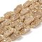Electroplated Natural Druzy Agate Beads Strands, Rectangle, with Seed Beads, Goldenrod, 15~16.5x7.5~9.5x7.5~12mm, Hole: 1mm, about 10pcs/strand, 7.36''~7.48''(18.7~19cm)