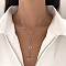 304 Stainless Steel Heart Tassel Pendant Necklaces, Stainless Steel Color, Heart, 16.54 inch(42cm)