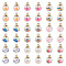 54Pcs 9 Styles Glass Pendants, Round, with CCB and Handmade Polymer Clay, Mixed Color, 21.5x16mm, Hole: 2.5mm, 6pcs/style