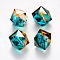 Transparent Spray Painted Crackle Acrylic Beads, Two Tone, Polygon, Light Sea Green, 7.5x8x8mm, Hole: 1.8mm, 100pcs/bag