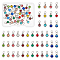 48Pcs 12 Colors 201 Stainless Steel Rhinestone Charms, Birthstone Charms, with 304 Stainless Steel Jump Rings, Flat Round, Mixed Color, 11mm, 4Pcs/color