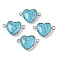 Synthetic Turquoise Love Heart Pendants, Brass Heart Charms, Platinum, 15.5x23x6mm, Hole: 1.8~2mm