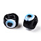 Handmad Lampwork Beads, Rondelle with Evil Eye , Black, 7x5mm, Hole: 1.6mm