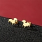 Stainless Steel Stud Earrings, Dog Shape, Golden, 7x11mm