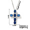 Brass Pave Cubic Zirconia Cross Pendant Necklaces, Western Style Jewelry for Women Men, Platinum, Blue, 15.75 inch(40cm)