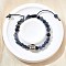 Brass Beaded Bracelets, with Cubic Zirconia and Natural Sodalite, Cadmium Free & Lead Free, Rack Plating, Platinum, Inner Diameter: 2~3-1/4 inch(5.2~8.3cm)