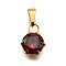 304 Stainless Steel Pave Cubic Zirconia Pendants, Flat Round Charms, Vacuum Plating, Red, 12x9x5.5mm, Hole: 3x6mm