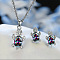 Tortoise Alloy Rhinestone & Glass Pendant Necklaces & Stud Earrings Sets, Platinum, Colorful, 450mm