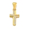 Ion Plating(IP) 304 Stainless Steel Cubic Zirconia Pendants, Cross Charm, Golden, 18.5x10x2.5mm, Hole: 6x3.5mm