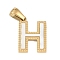 Natural White Shell Alphabet Pendants, Ion Plating(IP) Real 18K Gold Plated 304 Stainless Steel Charms, Letter H, 17x12x1.5mm, Hole: 5x3mm