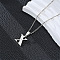 201 Stainless Steel Crystal Rhinestone Initial Pendant Necklaces, Stainless Steel Color, Non-Tarnish, Letter X, 15.75 inch(40cm)