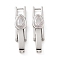 Rack Plating Brass Micro Pave Cubic Zirconia Watch Band Clasps, Long-Lasting Plated, Lead Free & Cadmium Free, Platinum, 21.5x5.5x4mm, Hole: 3.5x3mm