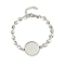 304 Stainless Steel Link Chain Bracelet Making, with Flat Round Tray and Lobster Claw Clasps, Stainless Steel Color, Non-Tarnish, Oval, 6-3/4 inch(17.2cm), Tray: 18mm