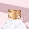 304 Stainless Steel Rhinestone Saint Benedict Open Cuff Rings, Golden, 15mm, Adjustable
