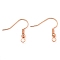 Brass Earring Hooks, with Beads, Lead Free, Rose Gold, 19mm, Hole: 1.5mm, 21 Gauge, Pin: 0.7mm