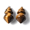 Natural Tiger Eye Pendants, with Brass Finding, Cone, 44.5~47.5x23.5~24mm, Hole: 6x4.5mm