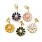 Brass Enamel Pendants, Flower, with ABS Imitation Pearl, Rack Plating, Long-Lasting Plated, with Jump Ring, Cadmium Free & Lead Free, with Jump Ring, Mixed Color, 17x10.5x4mm, Hole: 3mm