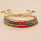 Bohemian Cylinder Glass Seed Beaded Multi-strand Braided Bead Bracelets, Adjustable Fibre Cord Braided Bracelets for Women, Dark Turquoise, 7.87 inch(20cm)