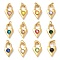 Ion Plating(IP) 304 Stainless Steel with Rhinestone Pendants, with Jump Ring, Real 14K Gold Plated, Heart Lock Charm, Mixed Color, 20x11.5x6mm, Hole: 5x3mm