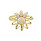 Cubic Zirconia Flower Open Cuff Ring, Real 18K Gold Plated Brass Chunky Ring for Women, Nickel Free, Clear, US Size 8 1/4(18.3mm)