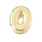 Brass Slide Charms, Letter, Golden, Letter O, 25x19x4.5mm, Hole: 11x2mm