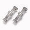 304 Stainless Steel Slide Charms, with Rhinestone, Rectangle, Stainless Steel Color, 42x11x7mm, Hole: 4x8mm