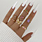 Alloy Rhinestone Cuff Rings & Finger Rings Set, Mixed Shapes, Colorful, 18~19mm