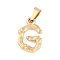 304 Stainless Steel Pendants, Bamboo Style, Letter, Ion Plating(IP), Real 18K Gold Plated, Letter.G, 19x14x3.5mm, Hole: 3x7mm