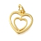 Heart Rack Plating Brass Charms, with Jump Rings, Lead Free & Cadmium Free, Long-Lasting Plated, Real 18K Gold Plated, 12.5x12x1.5mm, Hole: 3.5mm