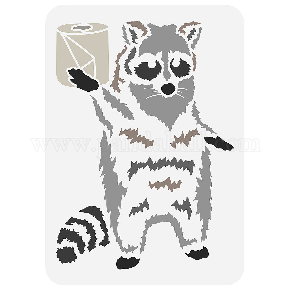 Wholesale FINGERINSPIRE Funny Raccoon Stencil 8.3x11.7inch Reusable Raccoon with Roll Paper ...