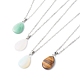 Natural Mixed Stone Pendant Necklaces and Asymmetrical Hoop Earrings Jewelry Sets SJEW-JS01212-4