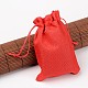 ポリエステル模造黄麻布包装袋巾着袋  レッド  13.5x9.5cm X-ABAG-R004-14x10cm-01-3