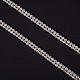 ベネクリート真鍮ラインストーンストラスチェーン  6x2.5列ラインストーンカップチェーン  銀  [1]mm CHC-BC0001-09B-3