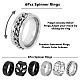 FIBLOOM 6Pcs 6 Style Titanium Steel Plain & Curb Chains Finger Rings Set for Women RJEW-FI0001-01-4