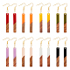 8 Paar Ohrhänger aus zweifarbigem Kunstharz und Walnussholz mit Eisenstiften EJEW-AB00030-1
