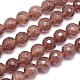 Faceted(128 Facets) Natural Strawberry Quartz Round Bead Strands G-L411-27-10mm-1