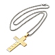 Croce con parola 304 collana pendente in acciaio inossidabile con catenelle veneziane NJEW-F319-02G-2