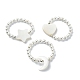 3 Uds. Conjunto de anillos elásticos con cuentas de concha y perlas naturales de 3 estilos RJEW-TA00100-1