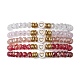 5Pcs Glass & Brass & Acrylic Beaded Stretch Bracelets Set BJEW-JB09677-02-1