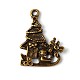 Slitta in lega tibetana con albero e regalo di Natale dello smalto pendenti PALLOY-4128-AB-FF-1
