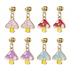 4 Pair 4 Color Enamel Mushroom Dangle Stud Earrings EJEW-JE05158-1