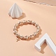 Bracelet extensible en perles de bois et hématite synthétique avec breloques croix en laiton BJEW-JB08488-2