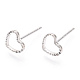 925 Sterling Silver Hollow Heart Stud Earrings STER-T005-07-4