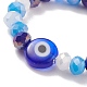 Lampwork Evil Eye & Bague extensible en perles de verre pour femme RJEW-JR00483-02-6